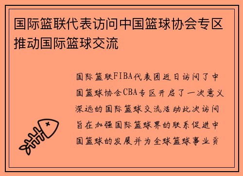 国际篮联代表访问中国篮球协会专区推动国际篮球交流