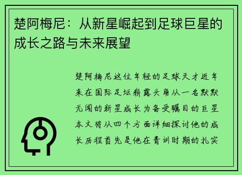 楚阿梅尼：从新星崛起到足球巨星的成长之路与未来展望
