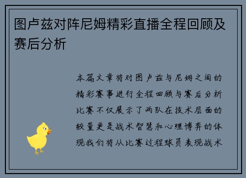 图卢兹对阵尼姆精彩直播全程回顾及赛后分析